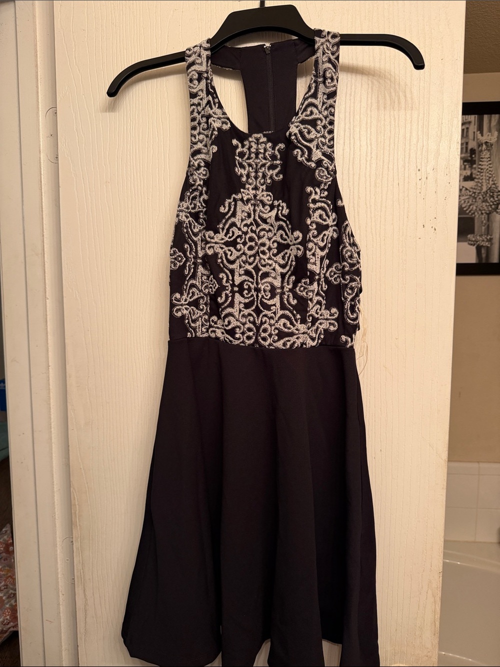 Speechless Black Dress with White Embroidered Bodice